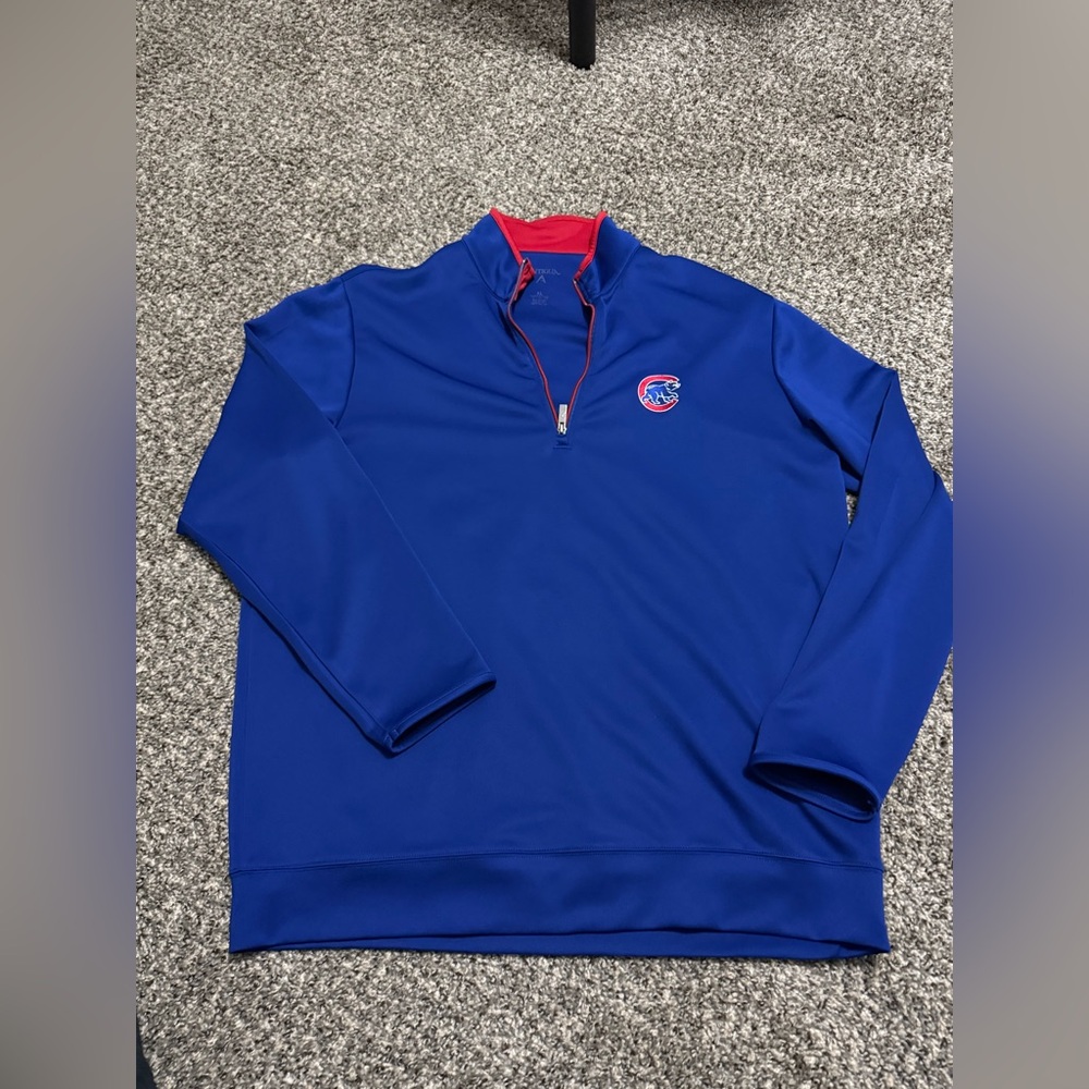 Antigua Chicago Cubs 1/4 Zip Long Sleeve Pullover XL Blue
